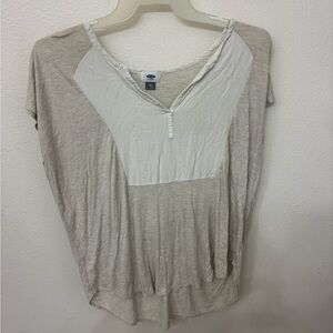 Old Navy Beige and White Short Sleeve Top